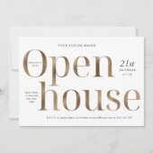 モダンエレガント金ゴールド効果事業オープンハウス 招待状 (正面)