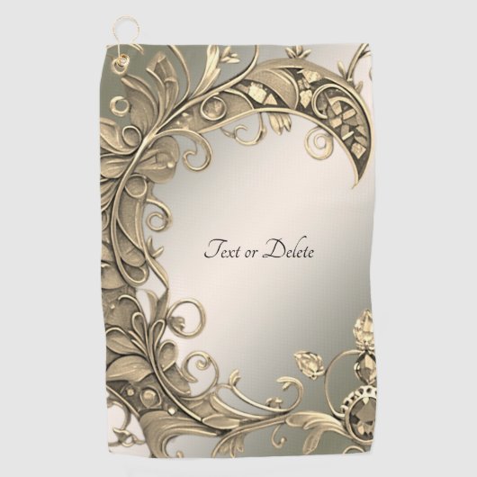 モダンエレガント金ゴールド化粧ゴルフタオル ゴルフタオル (正面)