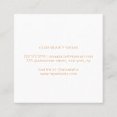 モダンエレガント金ゴールド及び白美しいサロン 予約カード (裏面)