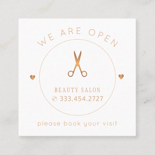 モダンエレガント金ゴールド及び白美しいサロン 予約カード (正面)