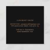 モダンエレガント金ゴールド及び黒美しいサロン 予約カード (裏面)