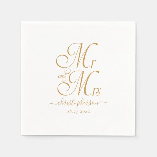 モダンエレガント金ゴールド台本結婚氏 スタンダードカクテルナプキン (正面)