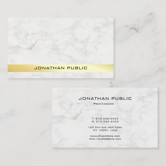 モダンエレガント金ゴールド大理石テンプレートプロフェッショナル 名刺 (正面/裏面)