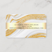 モダンエレガント金ゴールド大理石ブラックハサミ 名刺 (裏面)