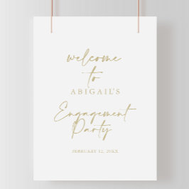 モダンエレガント金ゴールド婚約パーティ ポスター
