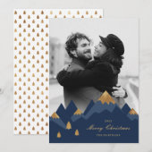 モダンエレガント金ゴールド山写真クリスマス シーズンカード (正面/裏面)