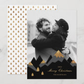 モダンエレガント金ゴールド山写真クリスマス シーズンカード (正面/裏面)