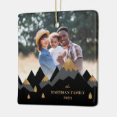 モダンエレガント金ゴールド山写真クリスマス セラミックオーナメント (左)