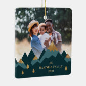モダンエレガント金ゴールド山写真クリスマス セラミックオーナメント (右)