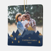 モダンエレガント金ゴールド山写真クリスマス セラミックオーナメント (左)