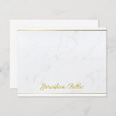 モダンエレガント金ゴールド手書きスクリプト文字フラット ノートカード (正面/裏面)