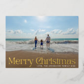 モダンエレガント金ゴールド押し写真楽しいクリスマス 箔シーズンカード (正面)
