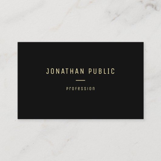 モダンエレガント金ゴールド文字名ブラックテンプレート 名刺 (正面)