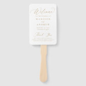 モダンエレガント金ゴールド書結婚式 プログラム ハンドファン (正面)