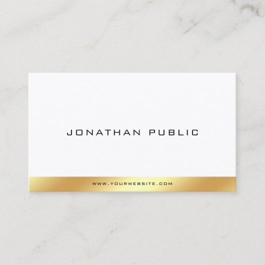 モダンエレガント金ゴールド白シンプルトレンディーテンプレート 名刺 (正面)