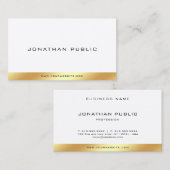 モダンエレガント金ゴールド白シンプルトレンディーテンプレート 名刺 (正面/裏面)