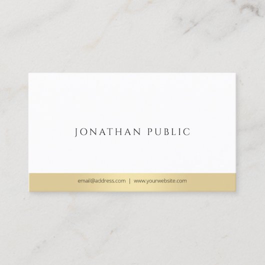 モダンエレガント金ゴールド白プロフェッショナルシンプル 名刺 (正面)