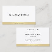 モダンエレガント金ゴールド白プロフェッショナルシンプル 名刺 (正面/裏面)