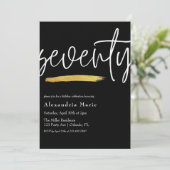 モダンエレガント金ゴールド筆70誕生日 招待状 (スタンド正面)