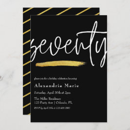 モダンエレガント金ゴールド筆70誕生日 招待状