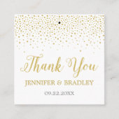 モダンエレガント金ゴールド紙吹雪結婚式の引き出物 スクエア名刺 (正面)