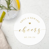 モダンエレガント金ゴールド結婚スクリプト ラウンドペーパーコースター