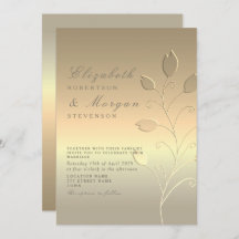モダンエレガント金ゴールド結婚式招待状
