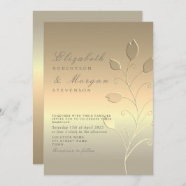 モダンエレガント金ゴールド結婚式招待状 招待状