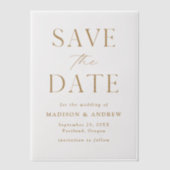 モダンエレガント金ゴールド結婚式日付の保存 ベラム紙招待状 (正面)