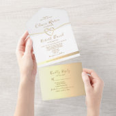 モダンエレガント金ゴールド結婚書 オールインワン招待状 (貼ってはがせる)