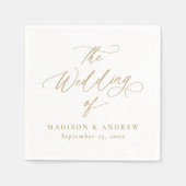 モダンエレガント金ゴールド結婚書 スタンダードカクテルナプキン (正面)