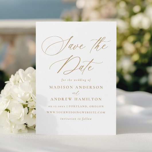 モダンエレガント金ゴールド結婚書 セーブザデート