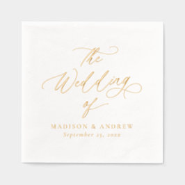 モダンエレガント金ゴールド結婚書 箔ナプキン