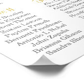 モダンエレガント金ゴールド結婚紙吹雪の座席表 ポスター (角)