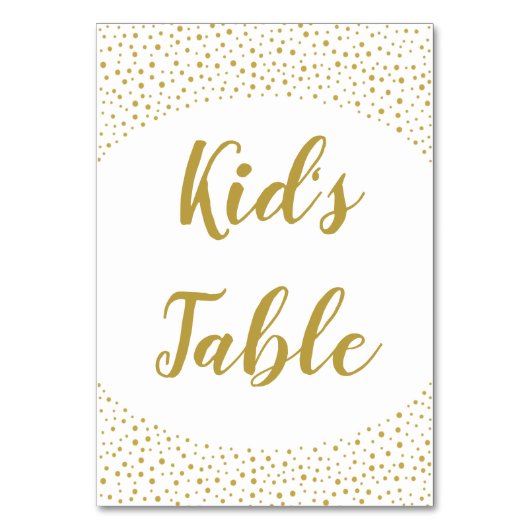 モダンエレガント金ゴールド結婚紙吹雪のKIds' テーブルナンバー (正面)