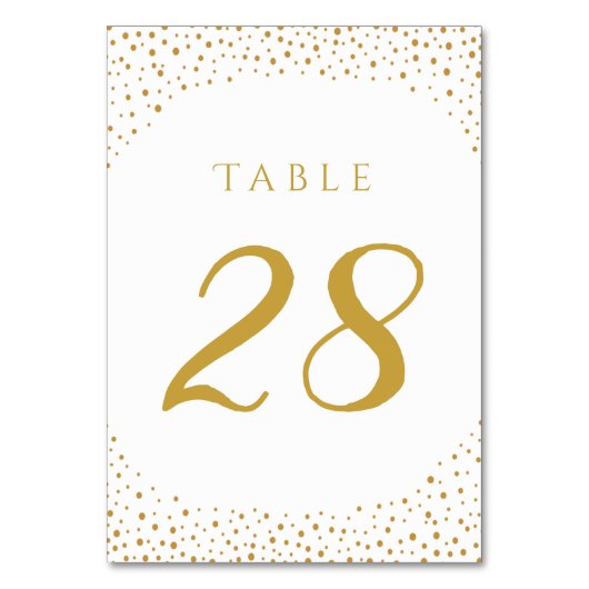 モダンエレガント金ゴールド結婚紙吹雪 テーブルナンバー (正面)