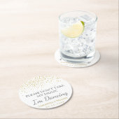 モダンエレガント金ゴールド結婚紙吹雪 ラウンドペーパーコースター (インサイチュ)