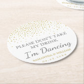 モダンエレガント金ゴールド結婚紙吹雪 ラウンドペーパーコースター (アングル)