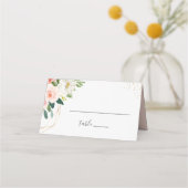 モダンエレガント金ゴールド赤面ピンクフローラ結婚ズ プレイスカード (正面)