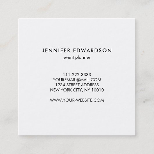 モダンエレガント金ゴールド青パターンプロフェッショナル スクエア名刺 (裏面)