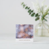 モダンエレガント金ゴールド青パターンプロフェッショナル スクエア名刺 (スタンド正面)