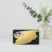 モダンエレガント金ゴールド、まつ、メイクアップアーティスト 名刺 (スタンド正面)