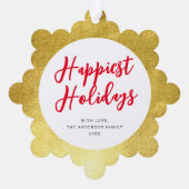 モダンエレガント金ゴールド オーナメントカード (裏面)