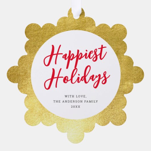 モダンエレガント金ゴールド オーナメントカード (裏面)