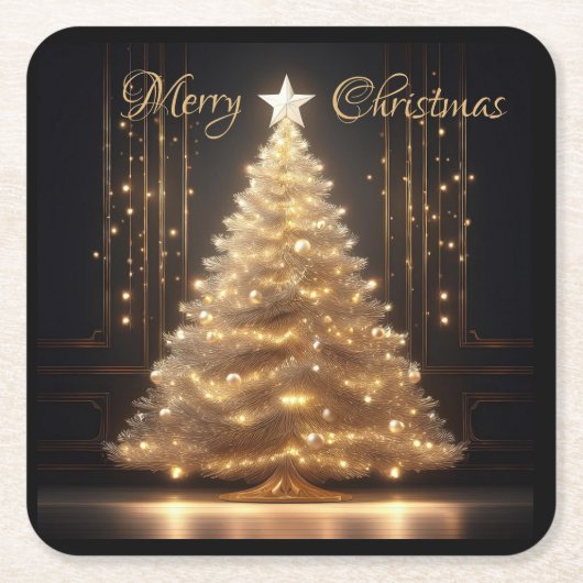 モダンエレガント金ゴールド スクエアペーパーコースター (正面)