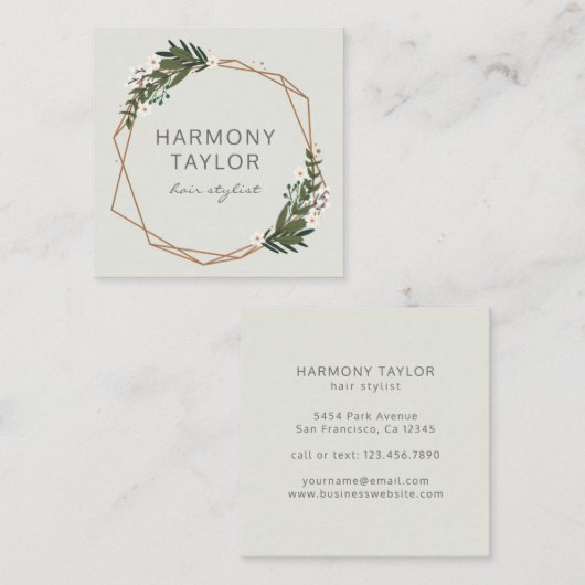 モダンエレガント金ゴールド スクエア名刺 (正面/裏面)