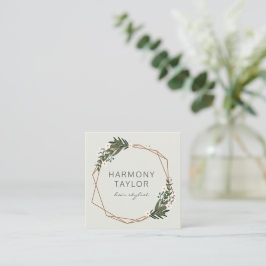 モダンエレガント金ゴールド スクエア名刺 (スタンド正面)