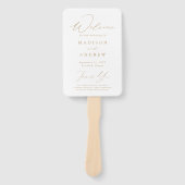 モダンエレガント金ゴールド・スクリプト結婚式 プログラム ハンドファン (正面)