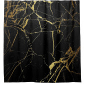 モダンエレガント金ゴールド&ブラックマーブルデザイン シャワーカーテン (正面)