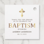 モダンエレガント金ゴールド・ホワイトバプテスマ フェイバータグ (裏面)